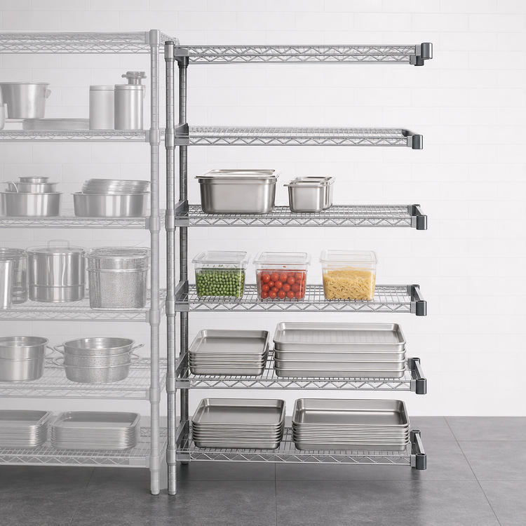 Product image #3 for EagleGard 5-Tier Add-On Wire Shelving Unit, 36W x 18D x 74H in, Hybrid Epoxy Finish