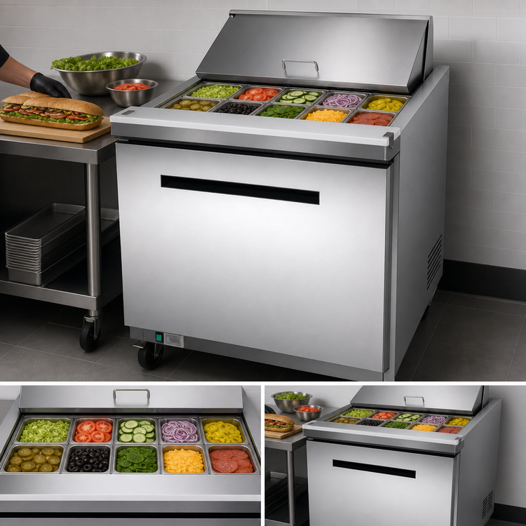 Product image #3 for Maxx Cold X-Series 29-Inch One-Section Megatop Sandwich & Salad Prep Table Refrigerator