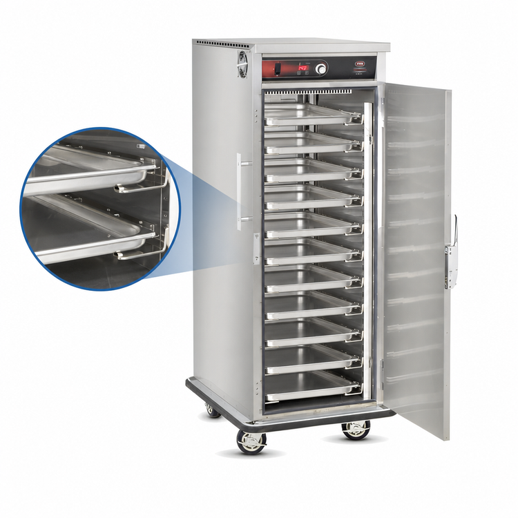 Product image #3 for Mobile Slim-Line Heated Holding Cabinet with 11 Tray Slide Pairs and 11 Pan Capacity