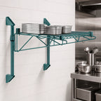 Thumbnail image #3 for Quantum WC14-CB1460P Wall-Mount Cantilever Wire Shelving Unit, Single Shelf, 60 x 14 Inches, Green Epoxy Finish