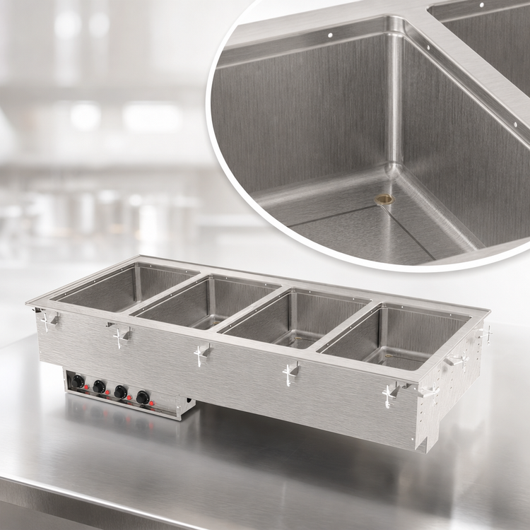 Product image #3 for Vollrath Four-Well Modular Hot Drop-In Hot Food Well with 316 Stainless Marine Grade Wells, Auto-Fill, Thermostatic Controls, 120V