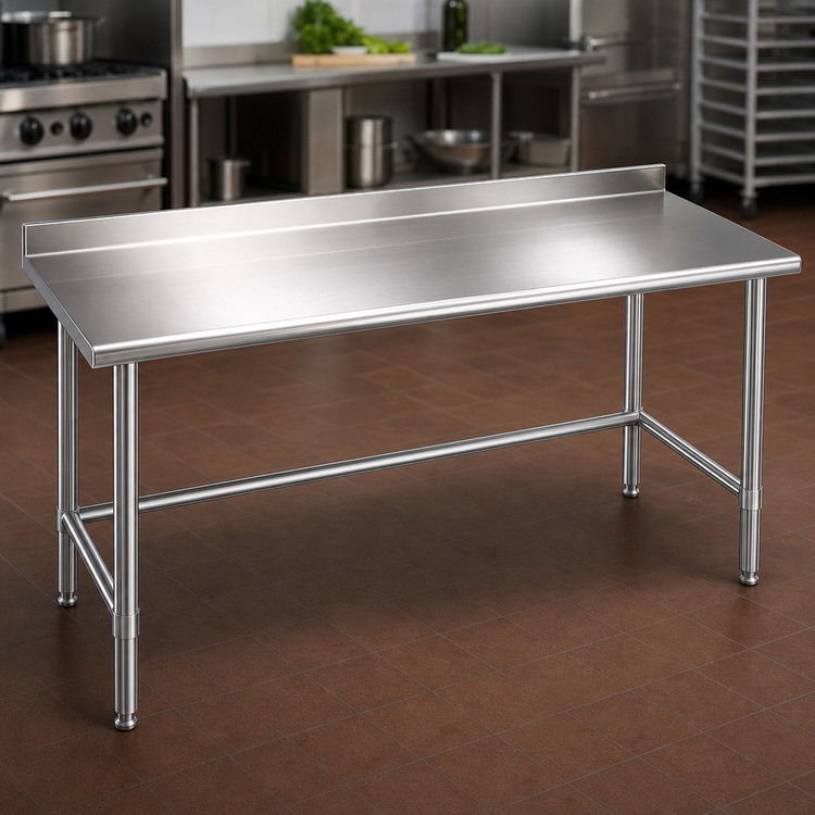 Product image #3 for Eagle Spec-Master 108"W x 30"D 14-Gauge 300 Series Stainless Steel Work Table with Rear Upturn