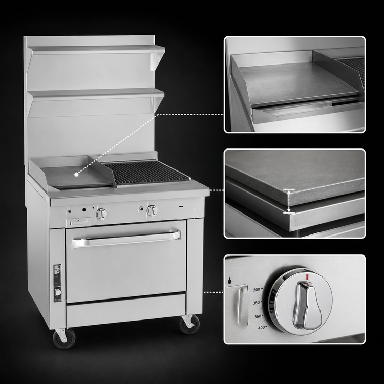 Product image #3 for Southbend Platinum 32-Inch Gas Heavy Duty Range with 16-Inch Griddle, 16-Inch Charbroiler and Standard Oven