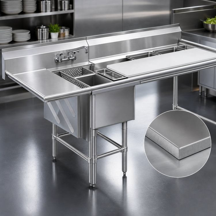 Product image #3 for Spec-Master FNP2820-1-48TL One Compartment Stainless Steel Prep Sink with 48" Deep Prep Area