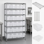 Thumbnail image #3 for Quantum WR8-814CL Bin Wire Shelving System, 36"W x 24"D x 74"H, Chrome, 8 Shelves with 28 Clear Bins