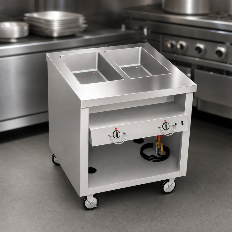 Product image #3 for Thurmaduke TEHF-32 Electric Mobile Hot Food Unit with 2 Wells