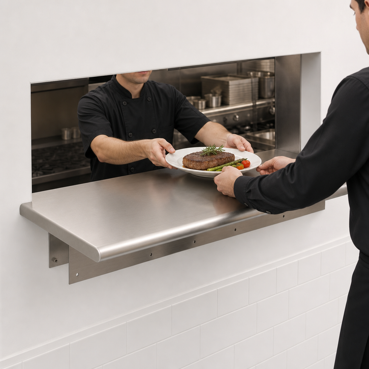 Product image #3 for BK Resources 60 Inch x 18 Inch Stainless Steel Pass-Through Shelf