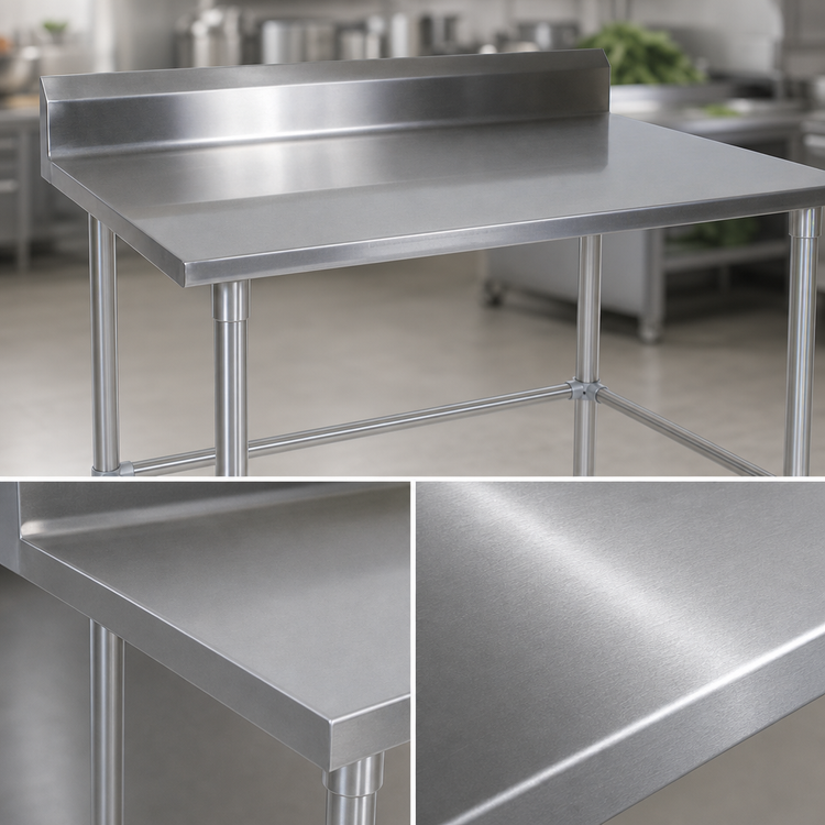 Product image #3 for John Boos Stallion 84-Inch x 24-Inch Stainless Steel Work Table with 5-Inch Backsplash and Galvanized Base