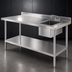 Thumbnail image #3 for Steel Works Stainless 48-Inch Right-Side Sink Table with 16-Gauge 304 Stainless Steel Top and Undershelf