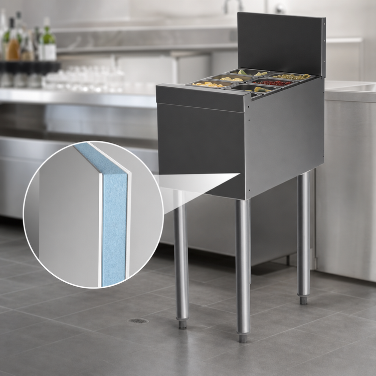 Product image #3 for Top Shelf TS Series Modular Insulated Underbar Bottle Storage Bin, Open Chest, with 8 Condiment Cups, 12 Inch W x 18-9/16 Inch D