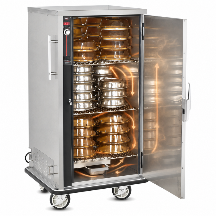 Product image #4 for FWE P-Series Mobile Heated Banquet Cart Holding Cabinet, 1 Compartment, 48-60 Covered 11-Inch Plate Capacity