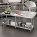 Thumbnail image #3 for Eagle Group Budget Series 120-Inch W x 24-Inch D Stainless Steel Work Table with 4.5-Inch Backsplash and Adjustable Undershelf