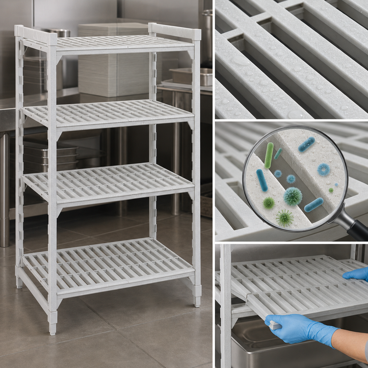 Product image #4 for Cambro Camshelving® Premium 4-Shelf Vented Starter Unit — 21 Inches D x 36 Inches L x 64 Inches H, Speckled Gray (480)