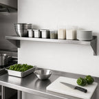 Thumbnail image #3 for John Boos Stallion BHS1672-16/304 72" x 16" Wall-Mounted 16-Gauge Stainless Steel Shelf with 1-1/2" Rear Up-Turn