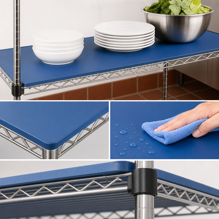 Product image #3 for Eagle Group QuadPlus 36" x 21" Solid Blue Polymer Shelf Mat with Gray Epoxy Wire Frame