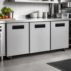 Thumbnail image #3 for Hoshizaki Steelheart UR72B-01 72-Inch Three-Section Undercounter Reach-In Refrigerator, Solid Doors, Stainless Steel, R290