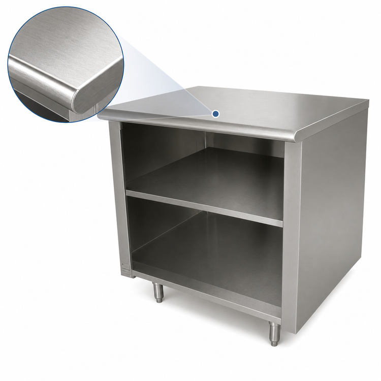 Product image #3 for Advance Tabco Special Value Series 72"W x 30"D Economy Open Front Base Work Table with Mid-Shelf, 16 Gauge 304 Stainless Steel Top
