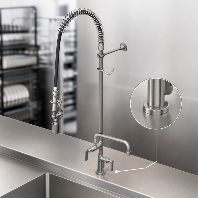 Product image #3 for T&S Brass EasyInstall Single Hole Deck Mount Pre-Rinse Unit with 12 Inch Swing Nozzle and 1.07 GPM Spray Valve