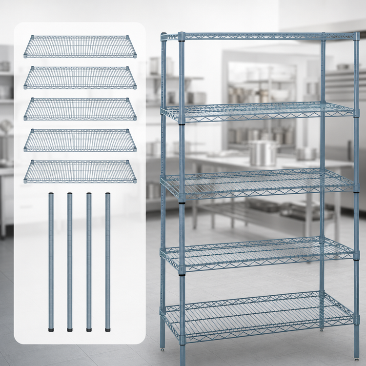 Product image #3 for Quantum 60"W x 30"D x 74"H Gray Epoxy Antimicrobial Wire Shelving Starter Kit, 600-800 lb Capacity