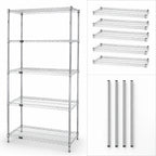 Thumbnail image #3 for Quantum WR74-2124C-5 Stationary Wire Shelving Starter Unit, 24"W x 21"D x 74"H, Chrome, 5-Shelf