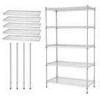 Thumbnail image #3 for Quantum WR86-2154S-5 54" x 21" x 86" Stationary Wire Shelving Starter Unit, 5 Shelves, 304 Stainless Steel