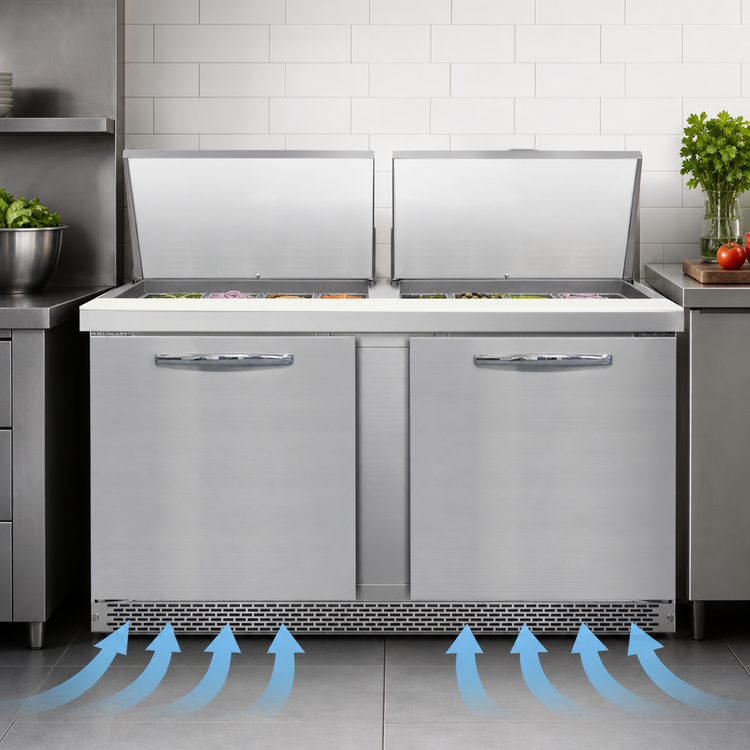 Product image #3 for Continental Refrigerator D60N24M-FB 60" Designer Line Mighty Top Two-Section Front Breather Sandwich Prep Refrigerator
