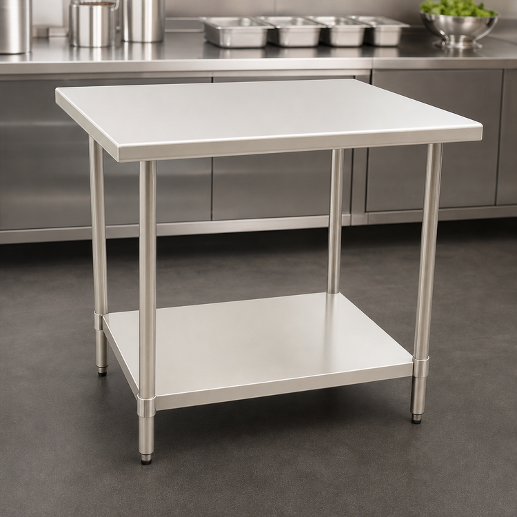 Product image #3 for BlendPort SL Series All-Stainless Steel Flat Top Work Table with Undershelf, 30 x 24 Inches