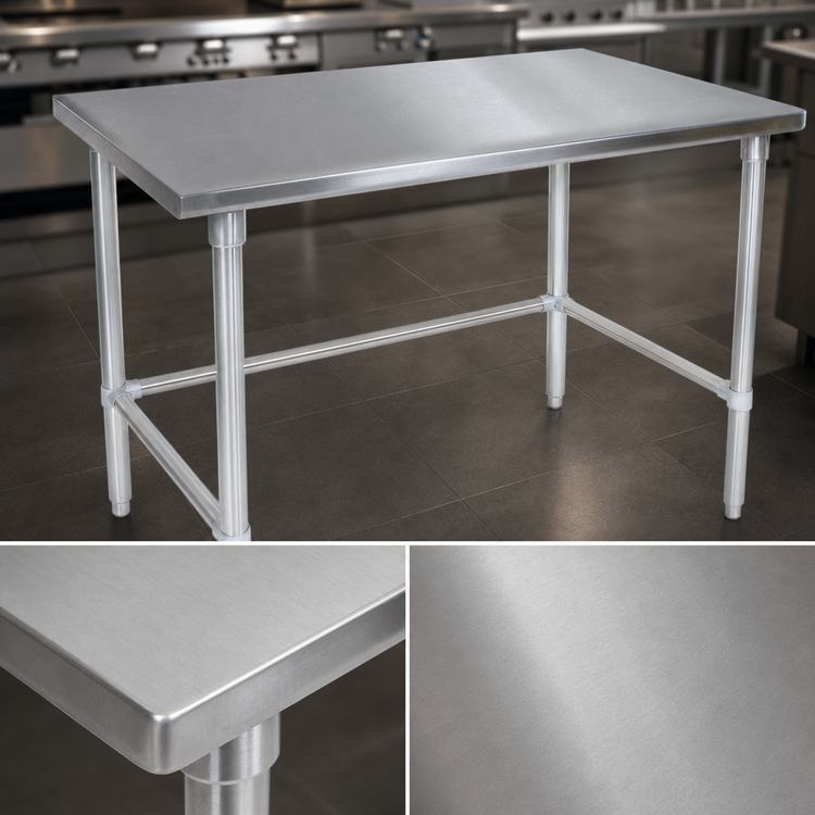 Product image #3 for John Boos Stallion 108-Inch x 24-Inch 14-Gauge Stainless Steel Flat Top Work Table with Galvanized Legs