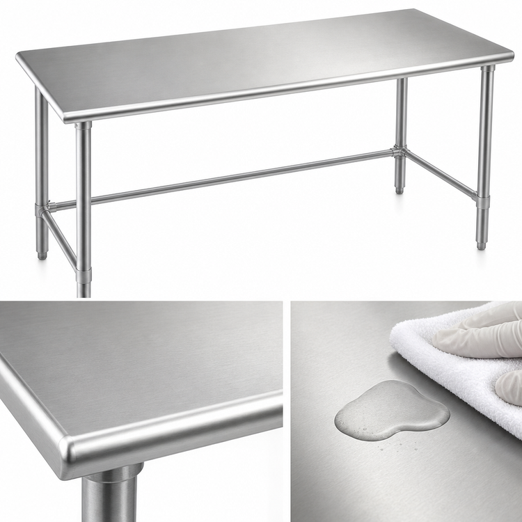 Product image #3 for Eagle Group Spec-Master 72"W x 36"D Flat Top Stainless Steel Work Table with Galvanized Tubular Base
