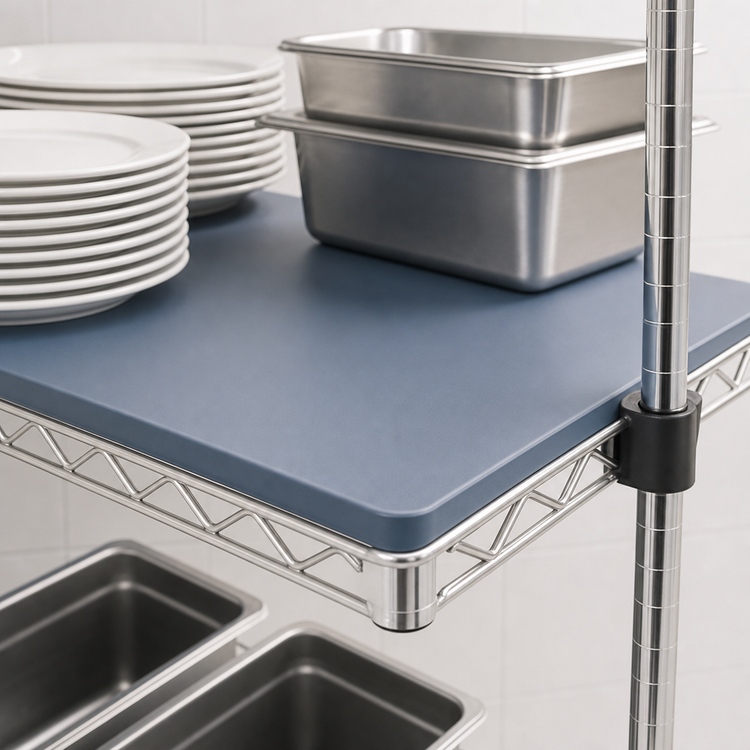 Product image #3 for QuadPlus Solid Polymer Shelf Mat with Quad-Adjust Wire Frame, 48 x 21 Inches, Blue/Gray