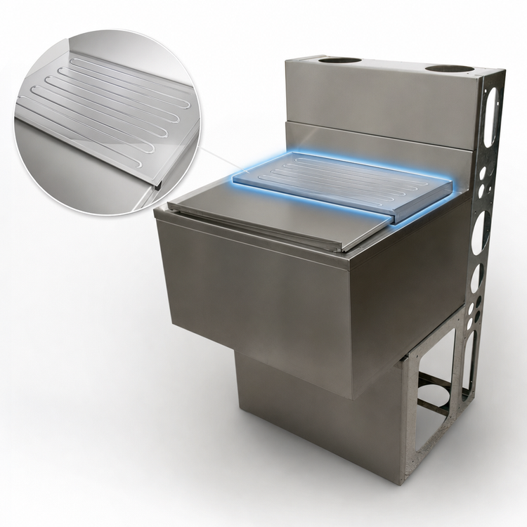 Product image #4 for BK Resources 25-Inch Underbar Ice Bin with 7-Circuit Aluminum Cold Plate, 97 lb Capacity