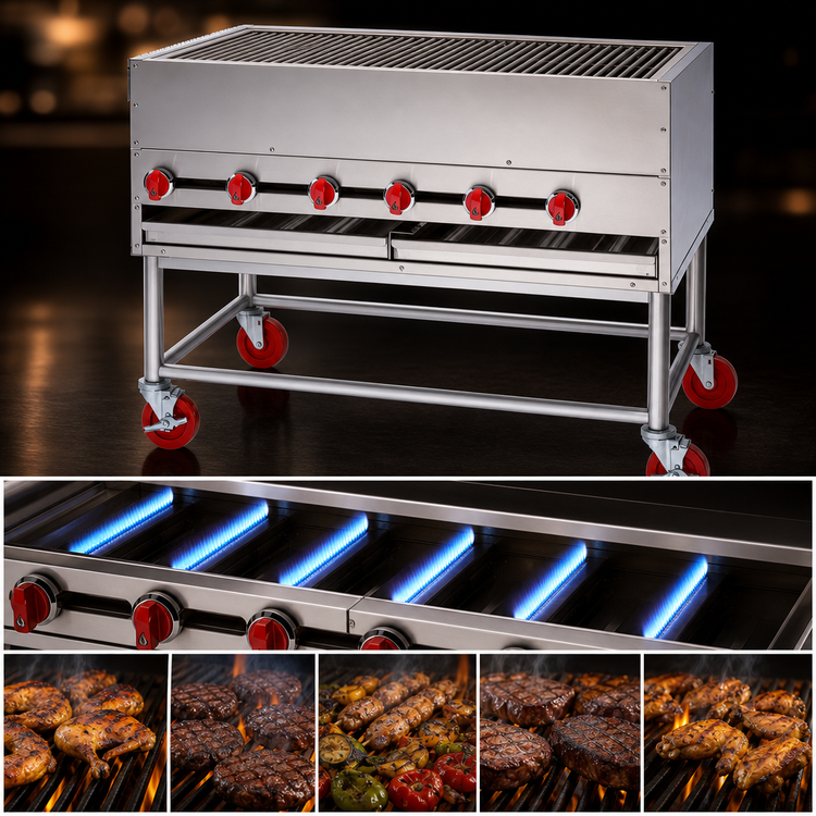 Product image #3 for American Range 60-Inch Countertop Gas Horizontal Chicken Broiler Charbroiler, 5-Burner