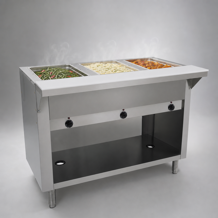Product image #3 for Electric Hot Food Table with 3 Wells, 208/240V, Stainless Steel, 47-1/8 Inch Wide