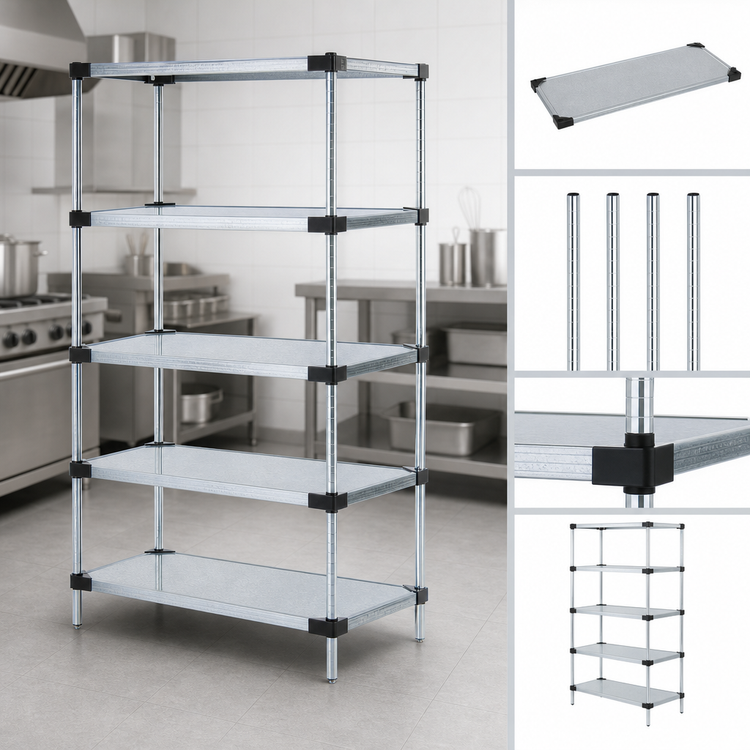 Product image #3 for Quantum Solid Shelving Starter Kit, 54"W x 18"D x 86"H, 5 Shelves