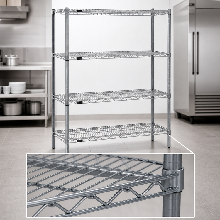 Product image #3 for Valu-Master Red-i-Pak 4-Tier Wire Shelving Unit, 48 x 18 x 63 Inches, Pewter Gray Epoxy