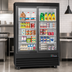 Thumbnail image #3 for KoolMore Two-Section Glass Door Merchandiser Refrigerator, 45 Cu. Ft., Sliding Doors, Bottom-Mount, Black
