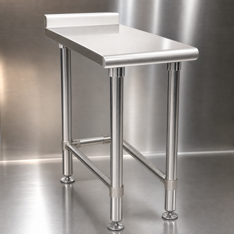 Product image #3 for Eagle Group Spec-Master 12" W x 24" D 14-Gauge 304 Stainless Steel Filler Table with Rear Upturn