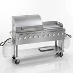 Thumbnail image #3 for Koolmore CGKIT7-D36G36 Mobile 10-Burner Commercial Propane Outdoor Grill, Stainless Steel, with 36-Inch Dome Cover and Griddle