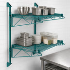 Thumbnail image #3 for Quantum WC34-CB1860P Wall-Mounted Cantilever Double-Shelf Wire Shelving Unit, 60"W x 18"D, Green Epoxy