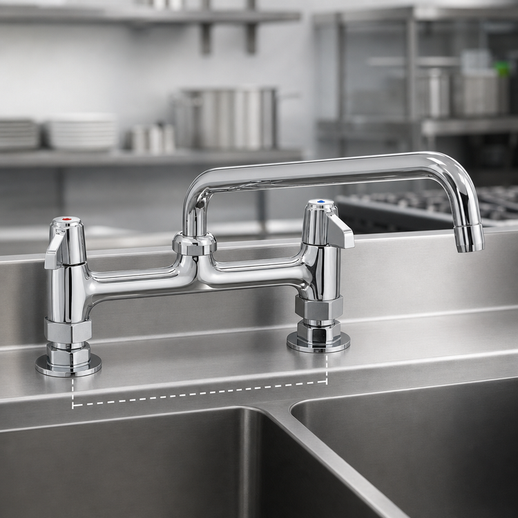 Product image #3 for equip 8-Inch Center Deck-Mount Manual Faucet with 10-Inch Swing Nozzle and Lever Handles