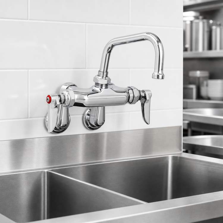 Product image #3 for T&S Brass Wall-Mounted Double Pantry Combination Sink Faucet with 6-Inch Swing Nozzle