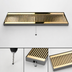 Thumbnail image #3 for Micro Matic Surface-Mount Drip Tray with PVD Brass Grid, 20 x 5 Inches, Stainless Steel