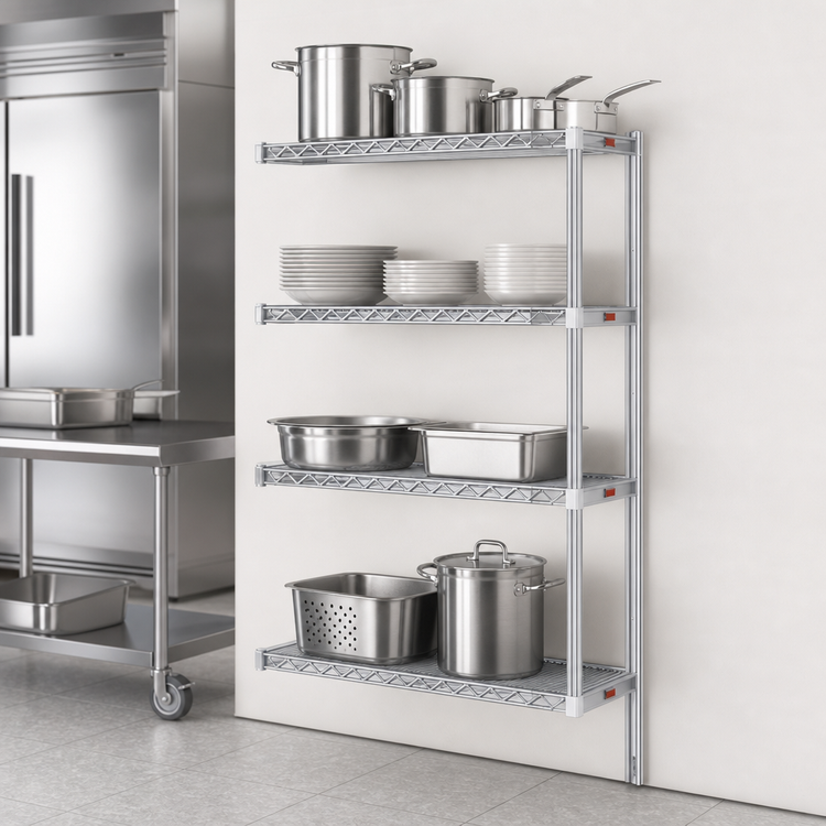 Product image #3 for Eagle Group 4-Tier Add-On Wire Shelving Unit with QuadTruss®, 42 x 21 x 74 Inches, Stainless Steel Finish
