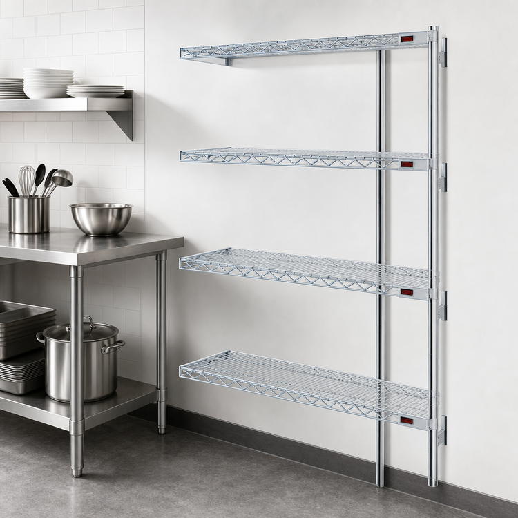 Product image #3 for Eagle Group 4-Tier Chrome Wire Shelving Add-On Unit, 48W x 18D x 74H