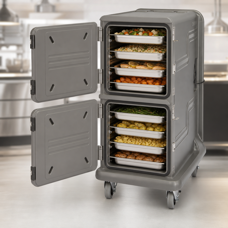 Product image #3 for Cambro Pro Cart Ultra Electric Front-Loading Hot Food Pan Carrier with 2 Hot Compartments, 16 Pan Capacity