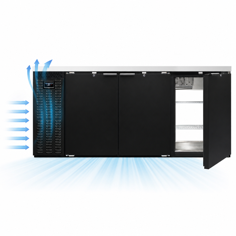 Product image #3 for Continental Refrigerator BB79NPT 79" Pass-Thru Refrigerated Back Bar Cooler with 6 Solid Doors