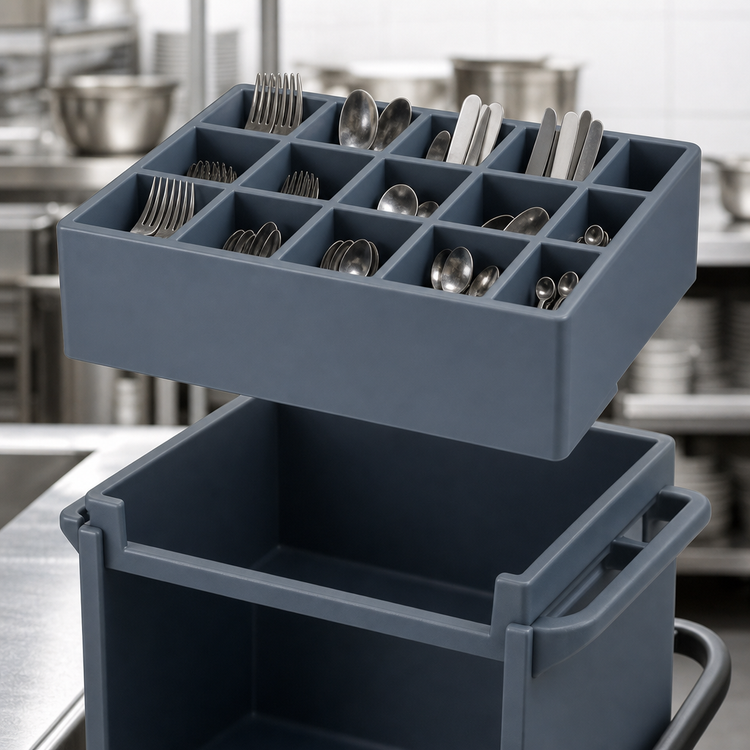 Product image #4 for Cambro 12-Compartment Polyethylene Cutlery Rack Only for Tray & Dish Carts, Slate Blue