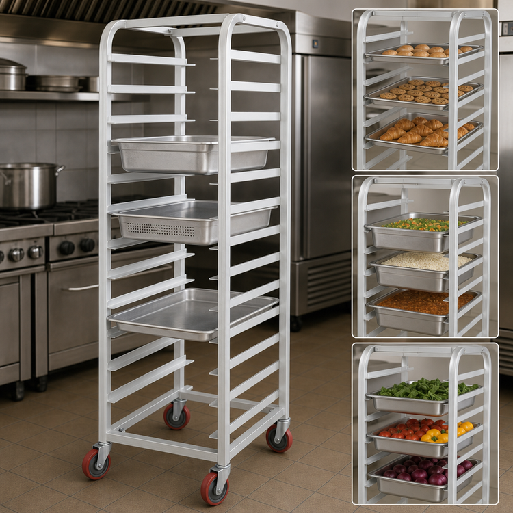 Product image #3 for Channel Lifetime Tough AXD-UTR-11 Extra Heavy-Duty Universal Steam Table Pan Rack, Aluminum, 21 x 26 x 64 Inches
