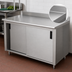 Thumbnail image #3 for Advance Tabco 108-Inch x 30-Inch Enclosed Work Table with Cabinet Base, Sliding Doors, 14-Gauge 304 Stainless Steel Top, and 1-1/2-Inch Rear Up-Turn