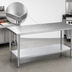 Thumbnail image #3 for Duke 120-Inch x 30-Inch x 36-Inch 14-Gauge 300 Series Stainless Steel Work Table with Galvanized Undershelf